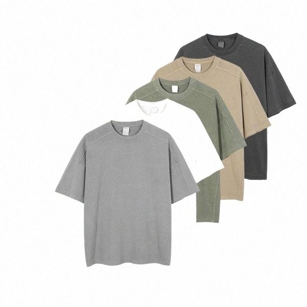 

men's t-shirts summer short sleeve cotton loose streetwear eight colors terry shirt washed with garment e0zt#, White;black