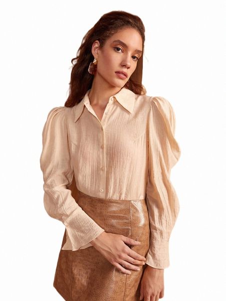 

women's blouses & shirts 100% cotton gigot sleeve shirt d4pc#, White
