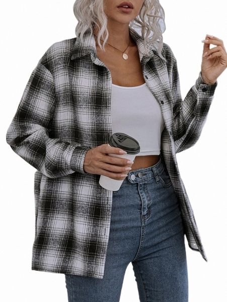 

women's blouses & shirts plaid print button front shirt 805o#, White