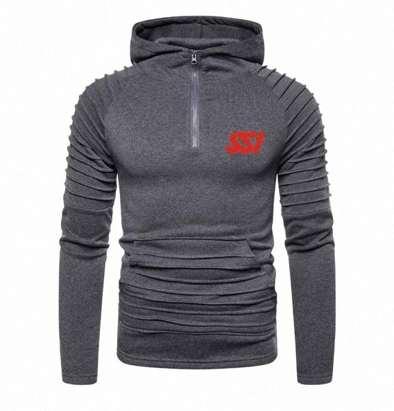 

men's hoodies & sweatshirts 2021 spring men personality clothes scuba schools international logo ssi print customizable zipper hoodie s, Black