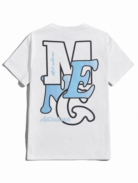 

men's t-shirts romwe guys letter graphic oversized tee n8ni#, White;black