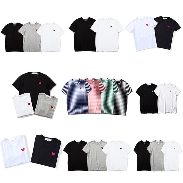 

fashion mens play t shirt designer red heart shirt commes casual women shirts des badge garcons high quanlity tshirts cotton embroidery228z, White;black