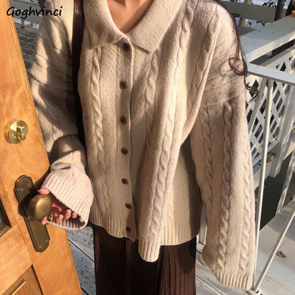 

women's fur faux fur sweaters women turndown collar solid cardigans jumpers casual elegant sweet womens korean style chic outwear stree, Black