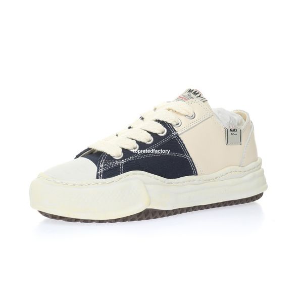

maison mihara yasuhiro peterson patchwork canvas sports shoes for men mmy over-dyed sneakers womens overdyed platforrm shoe men vintage plat, White;red