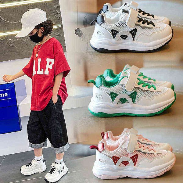 

sneakers 2022 spring summer new girls' sports shoes breathable boys children's dad casual mesh running l220827, Black;red