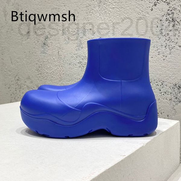 

boots designer yellow rain boots with round tip green pink thick bottom rubber low shoes fashionable women ankle boot onv4, Black