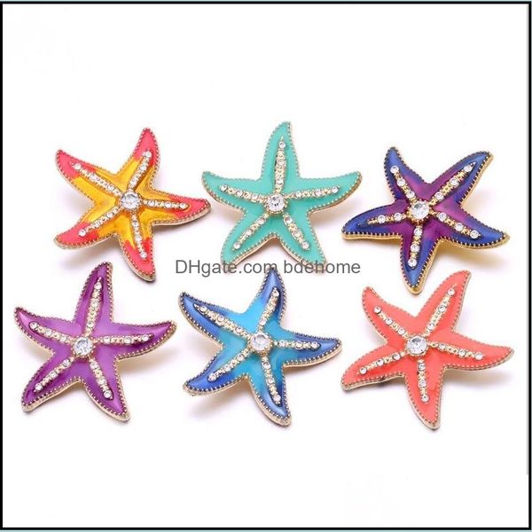 

clasps hooks noosa rhinestone enamel 3d starfish 18mm ginger snap jewelry gold plated diy necklace bracelet accessory new finding dro dhbp2