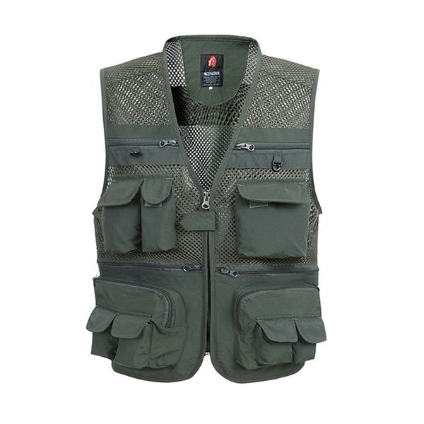 

men's vests summer mesh for men spring autumn male casual thin breathable multi pocket waistcoat mens baggy 5xl with many pockets 22082, Black;white