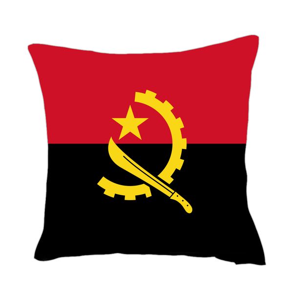 

angola flag throwpillow cover factory supply good price polyester satin pillow cover