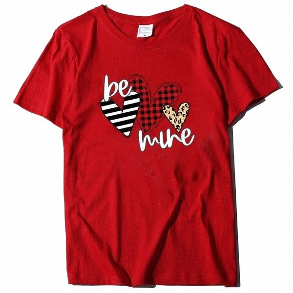 

women's t-shirt stripe heart print love t shirts for couples women fashion short sleeve cute valentine's day harajuku o-neck tees, White