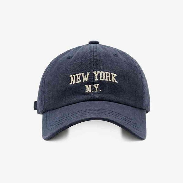 

ball caps high version korean chao brand ny embroidered soft baseball cap net red street s to show face small duck tongue female autumn and, Blue;gray