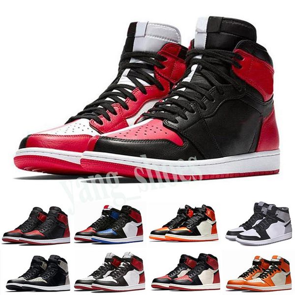 

mens 1 high og shoes 1s nrg igloo banned chameleon shadow white black toe elephant print chicago royal track red sneakrs y062866, Black;brown