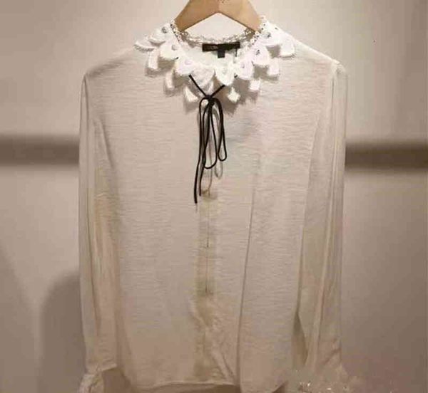 

women's blouses shirts french single women's clothing design sense small crowd lace up shirt fairy temperament sleeves college sty, White