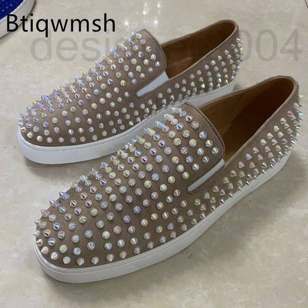 

dress shoes designer beige studded moccasins shoes man toe round rivet slip on men flat fashion sneakers h5qw, Black