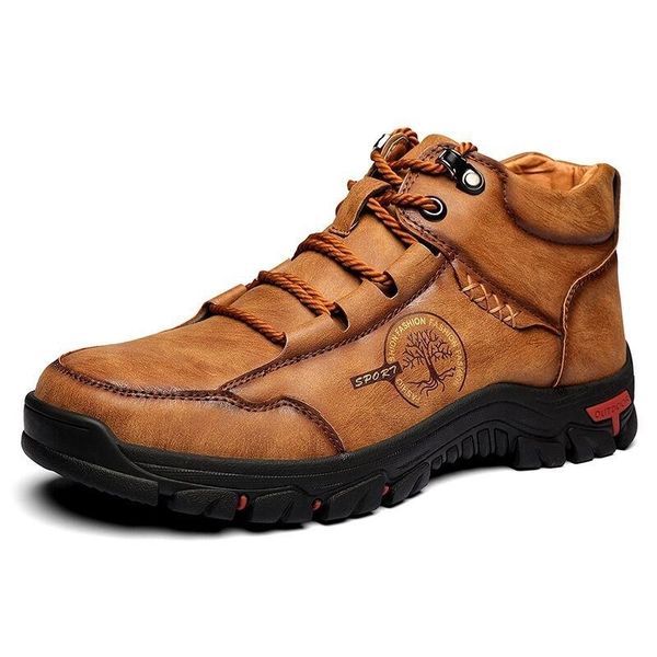 

boots fashion men shoes autumn non slip comfy ankle hand stitching casual soft sole male hiking working size 39-48 220826, Black