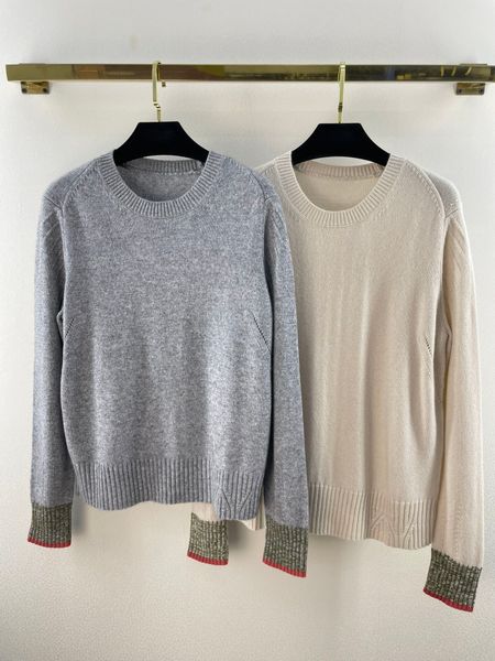 

812 l 2022 autumn women's sweaters crew neck gray long sleeve weilan, White;black