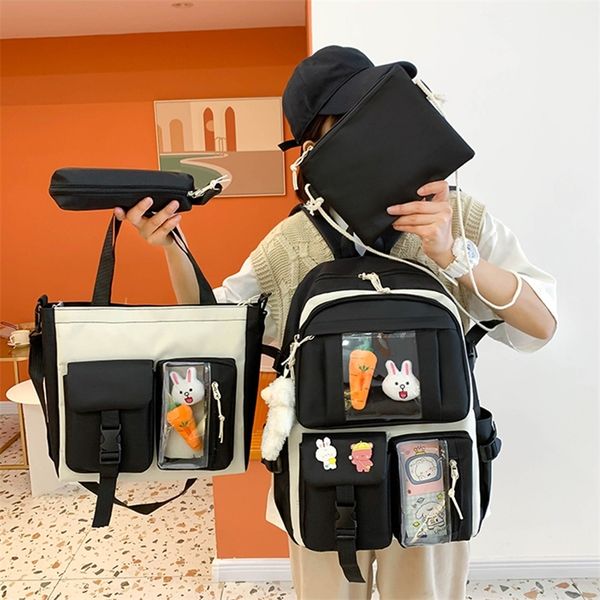 

backpack 4 pcs women's nylon s for school teenagers girls high capacity fashion waterproof bag lap220827