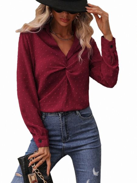 

women's blouses & shirts swiss dot twist front blouse d2dj#, White