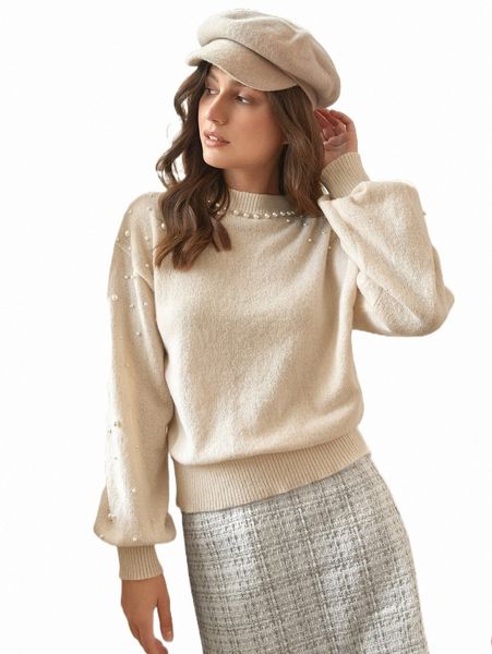 

women's sweaters frenchy pearls drop shoulder sweater x7fe#, White;black