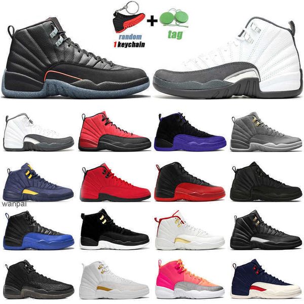 

shoes og 12s jumpman basketball shoes 12 utility university gold twist dark concord reverse flu game ovo white wings mens trainers sports, Black
