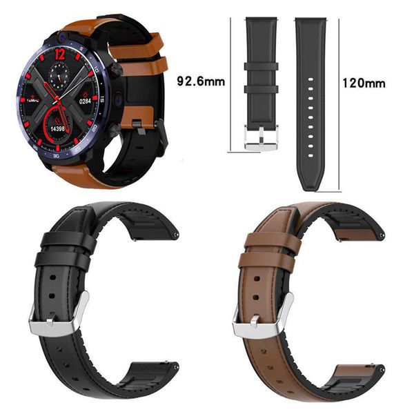

silicone leather replacement watch band for lemfo lem12 lem 12 pro smartwatch accessories soft rubber watchbands wrist strap, Black;brown