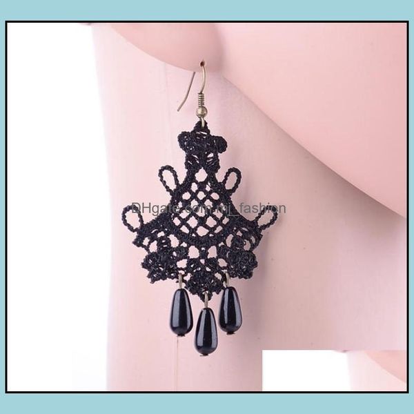 

dangle chandelier lace earring female handmade statement trade jewelry wholesale exaggerated tassels earrings drop delivery 2021 mjfas dhqaw, Silver