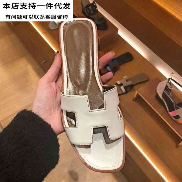 

slippers beach word sandals women wear out in summer net red ins travel flat bottom leather 75% off outlet online, Black