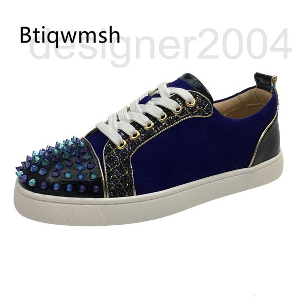 

dress shoes designer 2019 studded sneakers male toe round mixed color rivet lace up flat shoes man fashion moccasins froe, Black