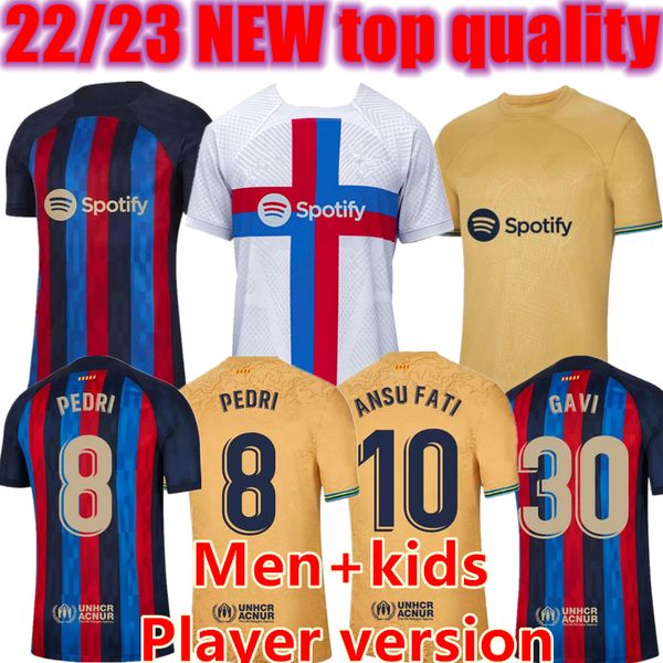 

22 23 camisetas de football soccer jersey pedri lewandowski gavi 2022 2023 fc ansu fati ferran raphinha barcelona dest football shirt men ba, Black;yellow