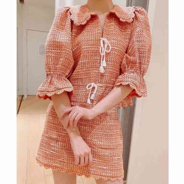 

women's tracksuits fadan spring and summer lapel waist tweed jacket wave edge straight tube skirt, Gray