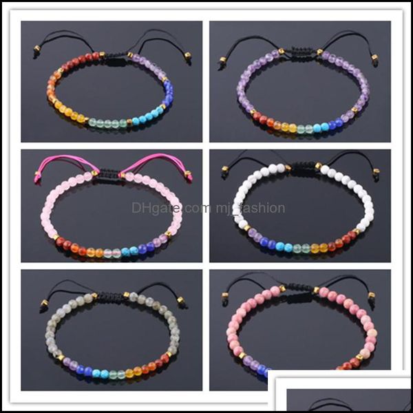 

beaded strands 7 chakra bracelets for women 4mm crystals and healing stones beaded bracelet meditation yoga jewelry - protection ene dhj2r, Black