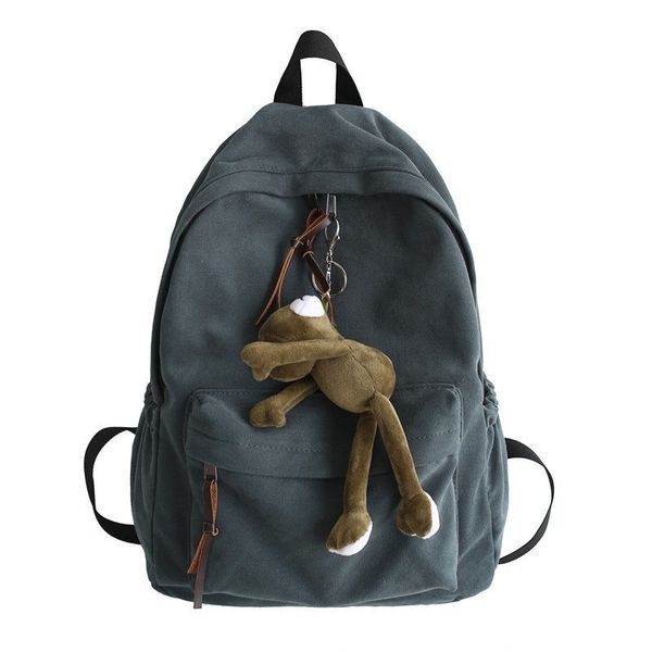 

backpack wr women's bag trend solid color fashion canvas laprucksack student school for teenager girl 220827