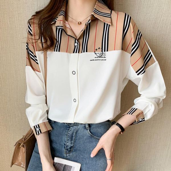 

women summer chiffon womens blouses blouse stylish long sleeve turn-down collar, White