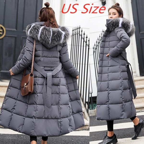 

women's fur faux fur winter jacket women's warm fashion bow belt fur collar coat long dress women's thick coat 220826, Black