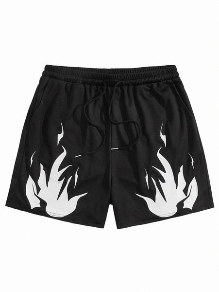 

men's shorts romwe guys graphic drawstring shorts i3ji#, White;black