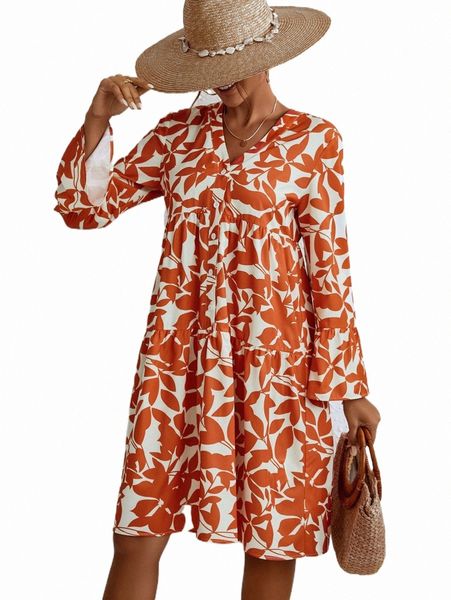 

casual dresses allover print half button smock dress r2vd#, Black;gray