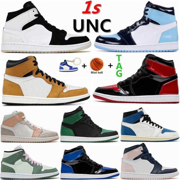 

1s basketball shoes 1 men women sneakers black white bred university blue dark mocha obsidian outdoor mens womens sports trainers 36-47