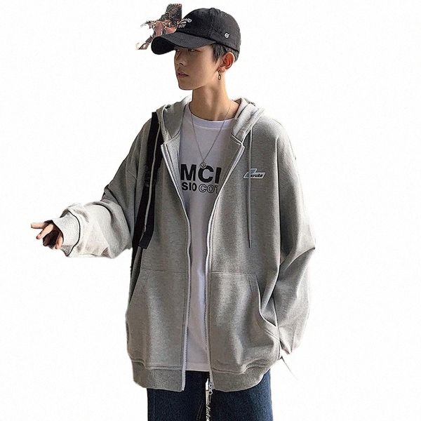 

men's hoodies & sweatshirts fall 2021 hooded spring and autumn student cardigan sport coat hong kong style casual jacket sudaderas homb, Black
