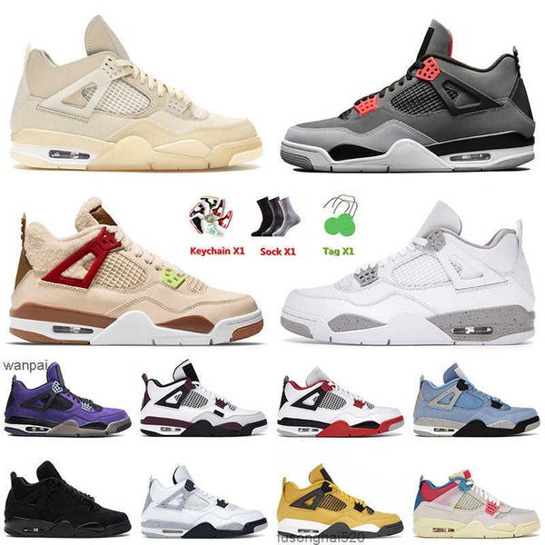 

shoes 2022 4 4s iv retro basketball shoes infrared off sail red thunder bred white oreo cactus jack men women trainers jumpman jordon, Black