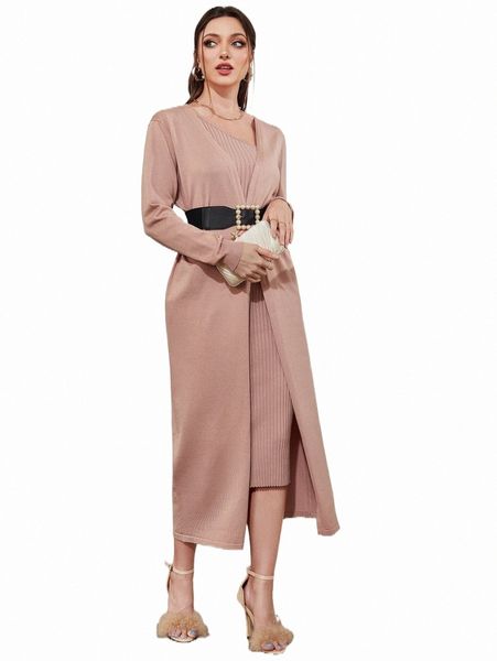 

duster cardigan & one shoulder sweater dress without belt j7sk#, White;black