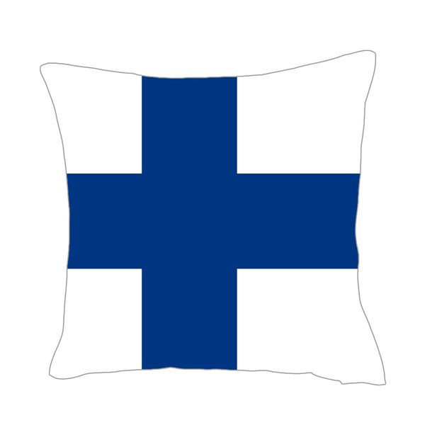 

finland flag throwpillow cover factory supply good price polyester satin pillow cover