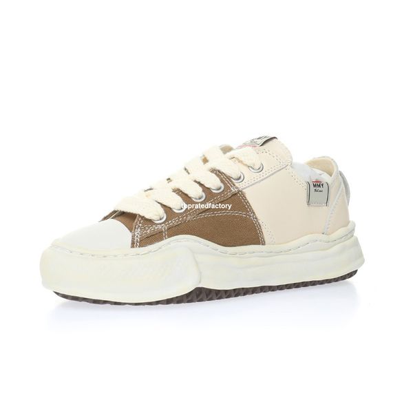 

maison mihara yasuhiro peterson patchwork canvas sports shoes for men mmy over-dyed sneakers womens overdyed platforrm shoe men vintage plat, White;red