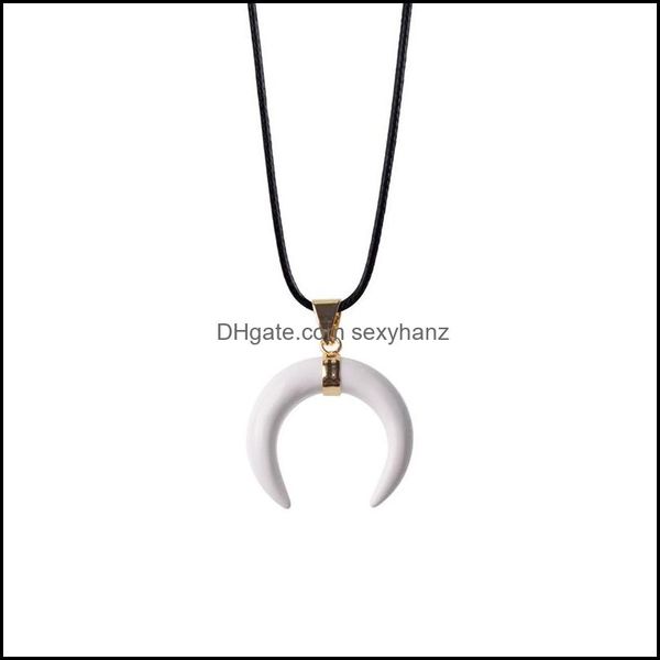 

pendant necklaces natural stone horn necklace unique fashion crescent moon pendants pave zircon rhinestone crystal beads finding jewe dhtk8, Silver