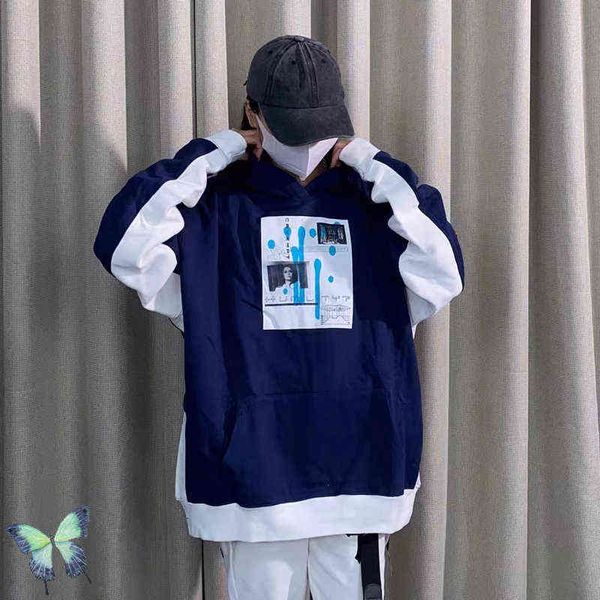 

men's hoodies sweatshirts abstract paint face print ce stitching cavempt patchwork cav empt hoodies sweatshirts t220825, Black