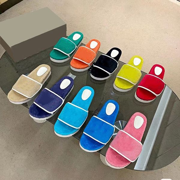 

slippers slipper slide women designer suede slippers sandals designers sandal beach fashion shoes platform wedge rainbows brands dearfoam be, Black