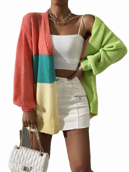 

women's sweaters color block drop shoulder duster cardigan s3jj#, White;black