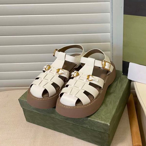 

sandals fashion lady sandal leather classics women shoes sandals two colors beach thick bottom slippers alphabet shoe slides 02, Black