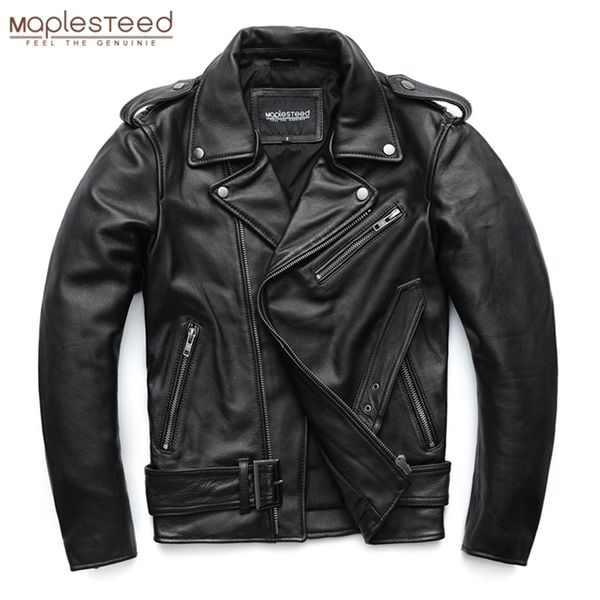 

men's leather faux maplesteed classical motorcycle jackets men 100% natural cowhide thick moto winter sleeve 61-67cm 6xl m192 220826, Black