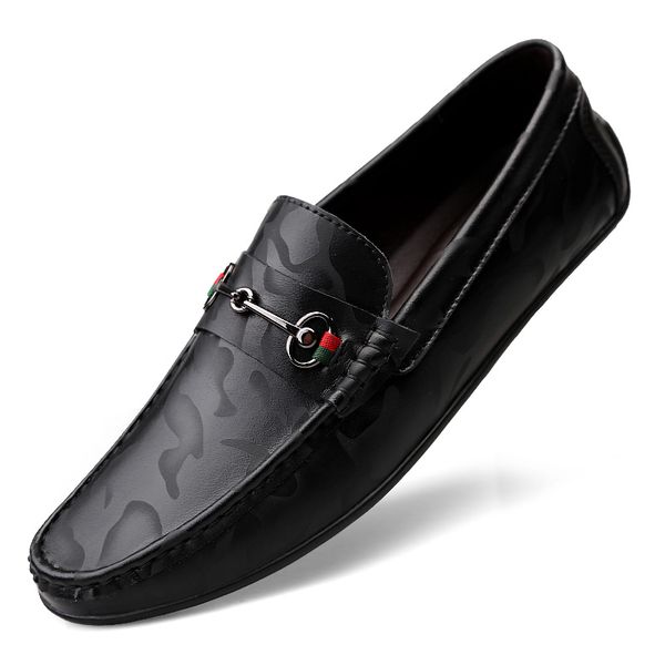 

leather shoes 2022 autumn black wear-resistant soft sole metal leisure, Red;white