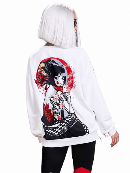

x whatsupdale figure graphic drop shoulder sweatshirt b9fx#, Black